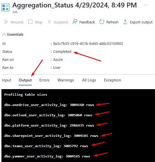 analytics-status-output