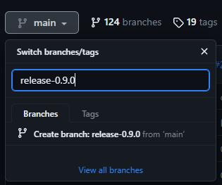 Image showing the branch create UI. You can find the `new branch` button at https://github.com/rerun-io/rerun/branches